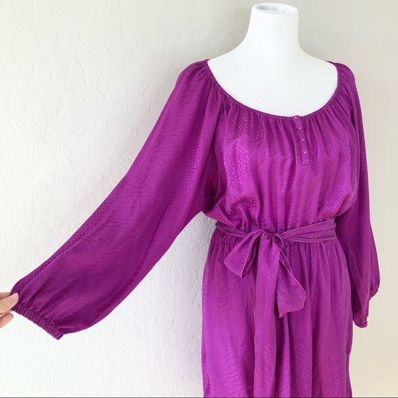 Rebecca Taylor Snakeskin Jacquard Silk Belted Dress - Picture 2 of 9